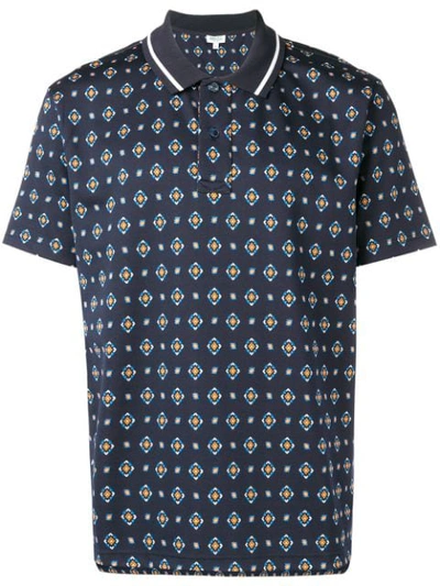Kenzo Geometric Print Polo Shirt In Blue