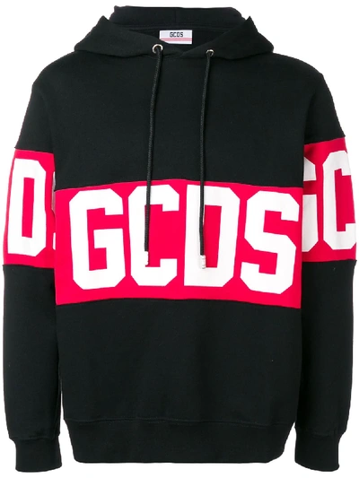 Gcds Logo Printed Hoodie - Black