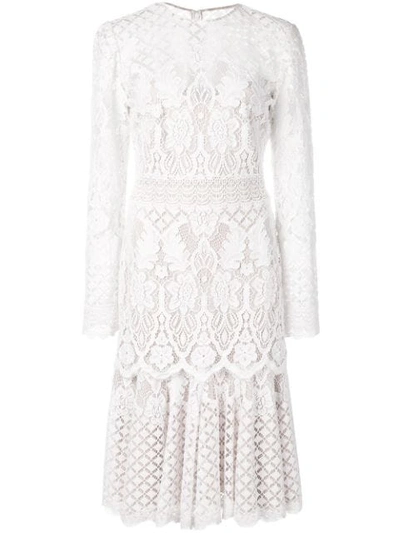 Tadashi Shoji Floral Lace Midi Dress In White