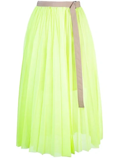Sacai Belted Skirt In Green