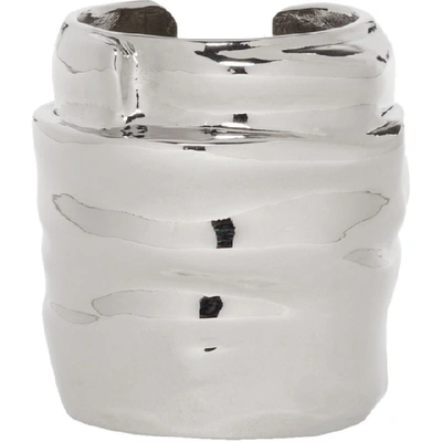 Maison Margiela Silver Long Crumpled Ring In 951 Silver