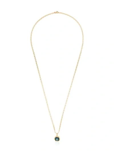 Anais Rheiner 18k Yellow Gold Topaz Pendant Necklace In Blue