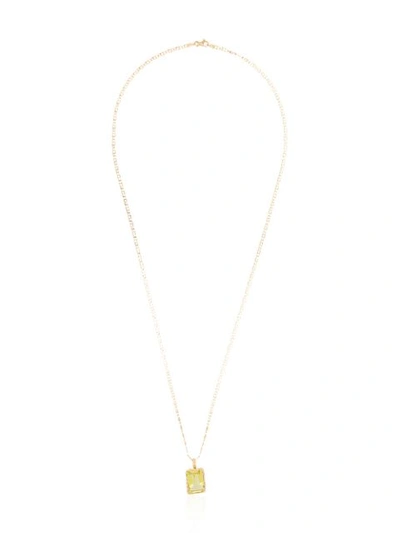 Anais Rheiner Square-cut Quartz 18k Gold Chain Necklace In Green