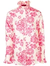 The Gigi Ruffled Neck Floral Print Blouse In Pink