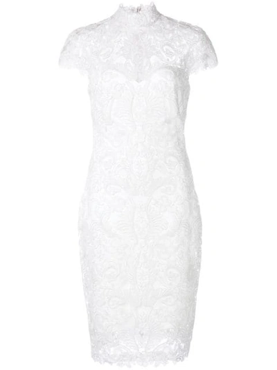 Tadashi Shoji Embroidered Turtleneck Dress In White