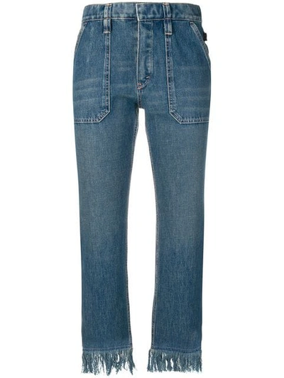Chloé Fringe Trimmed Jeans In Blue