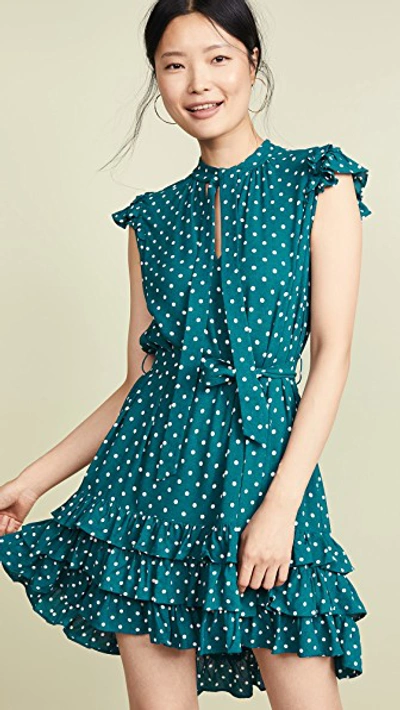 zimmermann green polka dot dress Flutter Sleeve In Teal Dots plp-28249
