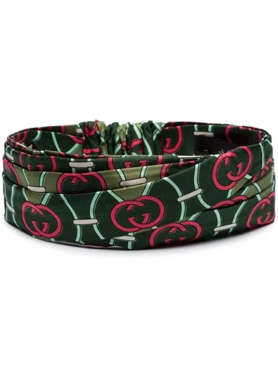 Gucci Green Logo-print Wraparound Silk Headband