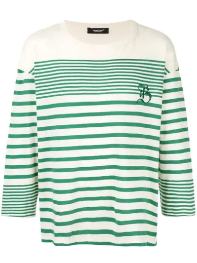 Undercover Green Striped Top In White