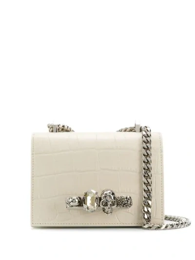 Alexander Mcqueen Jewelled Knuckle Duster Bag In White