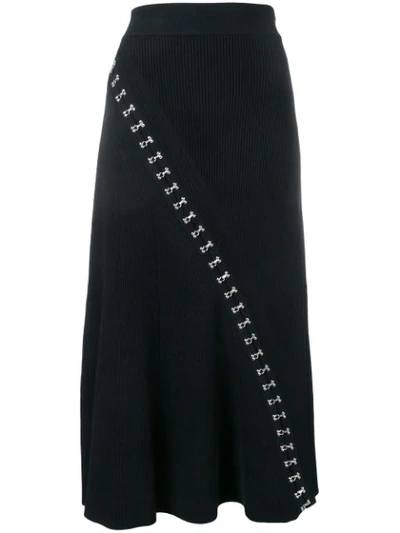 Alexander Mcqueen Hook And Eye Skirt In Black Silver