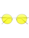 Acne Studios Scientist Round Metal Sunglasses In Silver Satin/yellow