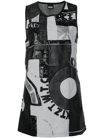 Ktz Patchwork Mini Dress In Black