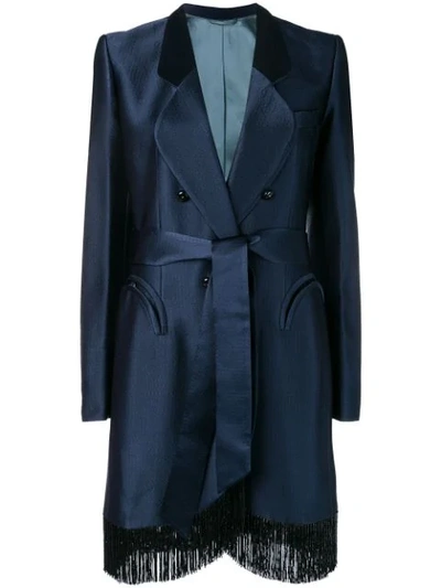 Blazé Milano Fringed Edge Coat In Blue