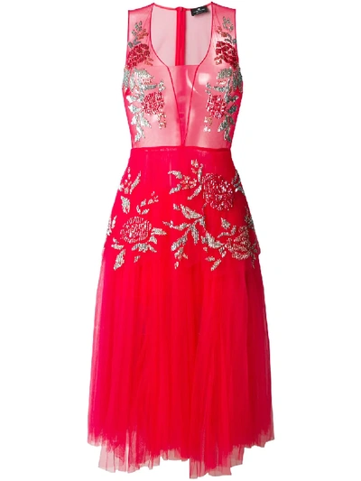 Elisabetta Franchi Sequin Embellished Tulle Dress - Pink