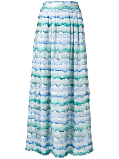 Emporio Armani Waves Print Straight Skirt In Blue