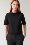 Cos Boxy Mock-neck Jersey Top In Black
