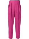 Theory High-rise Pleated Pure Linen Pants In Fuxia