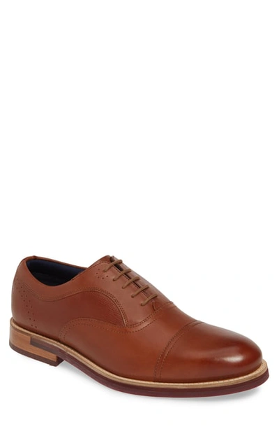 Ted Baker Quidion Cap Toe Oxford In Tan Leather