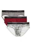 2(x)ist Cotton Stretch No-show Briefs, Pack Of 3 In Cloud Grey/ Tawny Port/ Lead