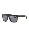 Tom Ford Morgan Thick Square Acetate Sunglasses, Black/blue