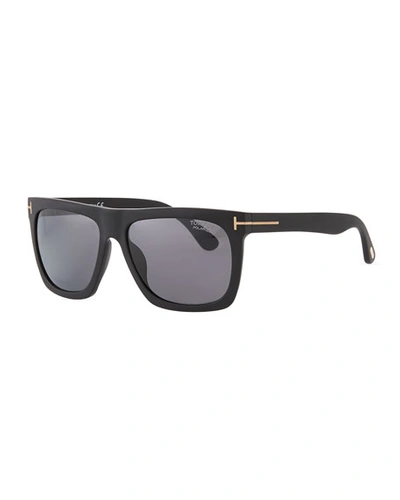 Tom Ford Morgan Thick Square Acetate Sunglasses, Black/blue In Black/blue Gradient