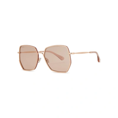 Jimmy Choo Aline Hexagonal-frame Sunglasses In Gold And Other