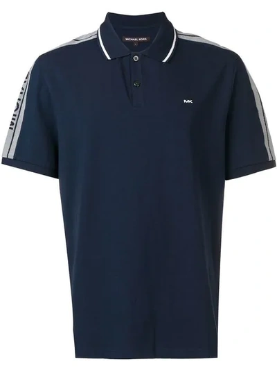 Michael Michael Kors Logo Stripe Polo Shirt In Blue