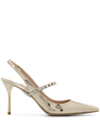 Miu Miu Patent Leather Pumps In Gold