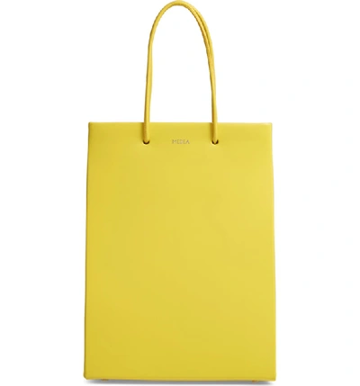 Medea Prima Tall Calfskin Leather Bag In Yellow