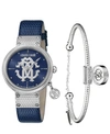Roberto Cavalli By Franck Muller Women's Swiss Quartz Blue Calfskin Leather Strap With Additional Stainless Steel Br