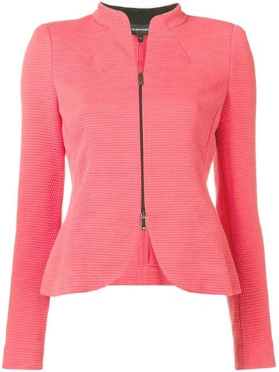 Emporio Armani Padded Jersey Jacket In Pink