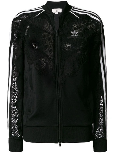 アディダス × ステラマッカートニー Lace Zip-Up Jacket Stella Mccartney Lace Inset Adidas Track Jacket In Black | ModeSens