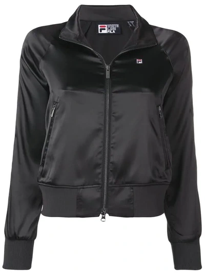Fila Satin Sports Jacket In Black