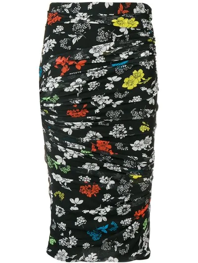 Versace Draped Floral Print Pencil Skirt - Black