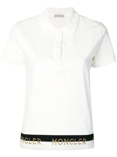 Moncler Logo Hem Polo Shirt In White