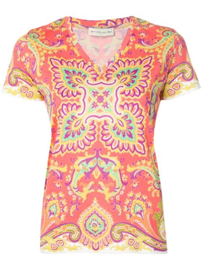Etro Printed Cotton T-shirt In Pink