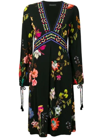 Etro V-neck Garden Floral Jersey Dress In Black