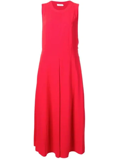 Calvin Klein Smooth Twill Button Dress In Red