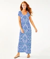 Lilly Pulitzer Wynne Maxi Dress In Whisper Blue Beach Happy Engineered Knit Dress