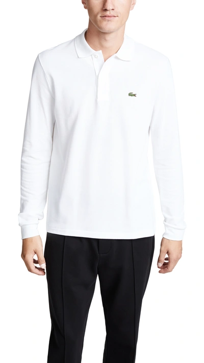 Lacoste Long Sleeve Classic Pique Polo In White