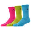 Jordan Jumpman 3-pack Crew Socks, Pink/yellow/blue - Size Large