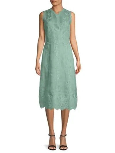 Valentino Lace Midi Dress In Arctic Lure