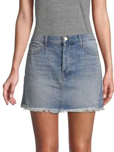 J Brand Bonny Mid-rise Frayed Hem Denim Mini Skirt In Hydra