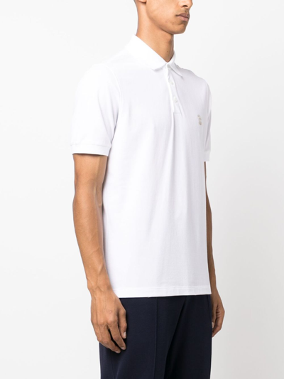 Brunello Cucinelli Logo Embroidered Polo Shirt In White