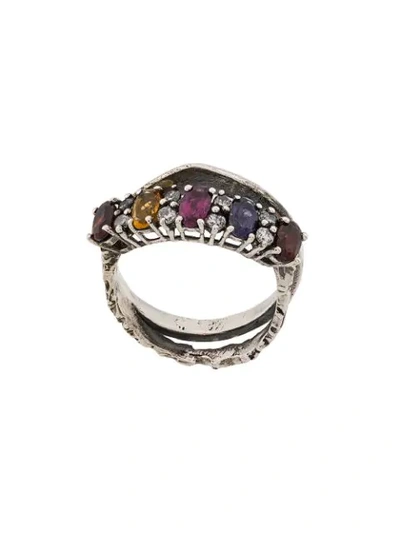 Angostura Stone Embellished Ring - Silver