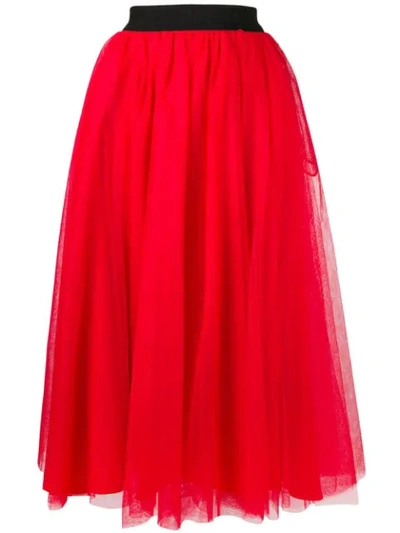 Msgm Full Tulle Skirt In Red
