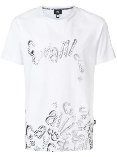 Cavalli Class 3d Logo Print T-shirt In White