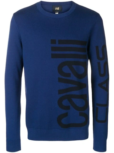Cavalli Class Logo Print Sweatshirt In Blue
