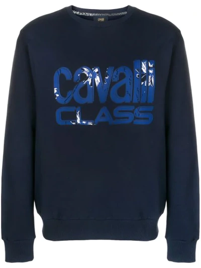 Cavalli Class Logo Patch Sweatshirt In Blue